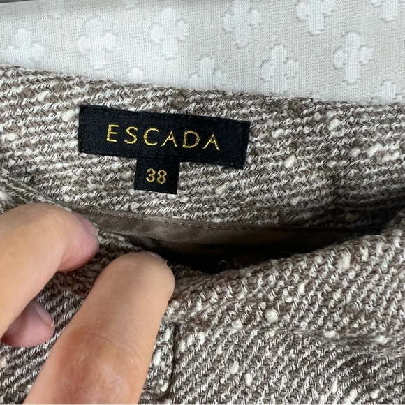 Escada Brown Tweed Virgin Wool Tapered Trousers - Picture 5 of 5